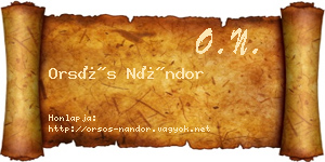 Orsós Nándor névjegykártya